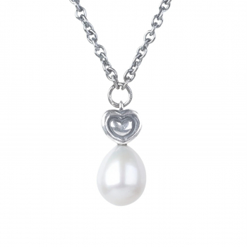 Thun by Trollbeads - Heart Necklace with Pearl 90 cm